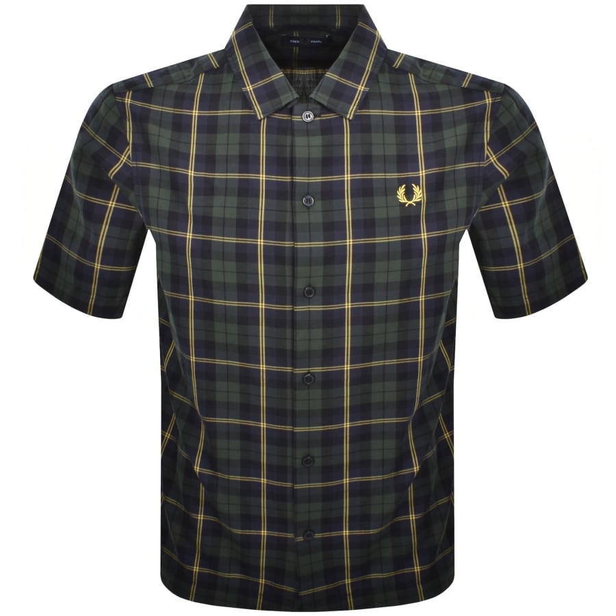 FRED PERRY TARTAN SHIRT ネイビー 半袖 Fred Perry Tartan Twill Shirt Navy | Mainline Menswear